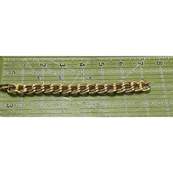 Vintage Signed Napier Double Link Chain Gold Tone Bracelet 7 1/4" - Picture 4 of 5